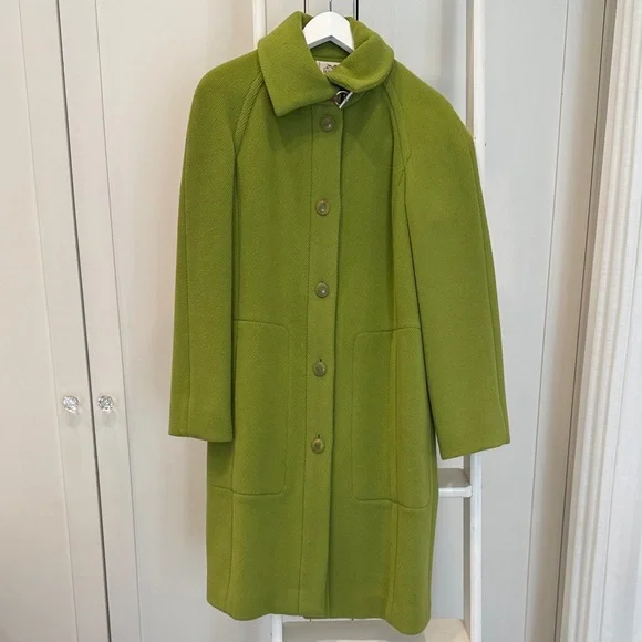 Authentic Hermes Vintage Green Wool Coat - Picture 1 of 9
